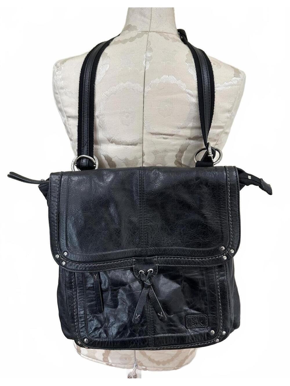 The Sak Ventura Convertible Crossbody backpack Black Soft Leather